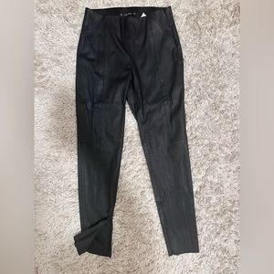Zara Basic Faux Leather black pants with zip ankle
